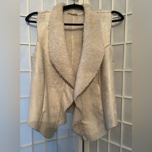 Three Hearts Suede Sherpa Shearling Lined Cream Vest